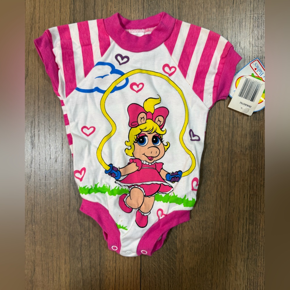 New Vintage Jim Henson's Muppet Babies Miss Piggy Onesie-Size 6 months